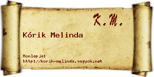Kórik Melinda névjegykártya
