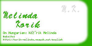 melinda korik business card